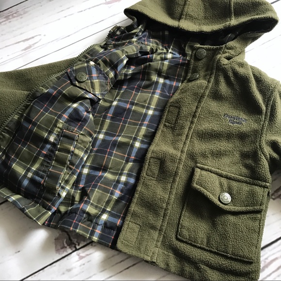 Oshkosh Reversible Green Plaid Hooded Jacket - Picture 6 of 8